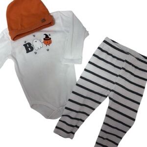 Lila & Jack Halloween Bodysuit Set with Orange Hat
